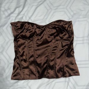 Brown bustier crop top